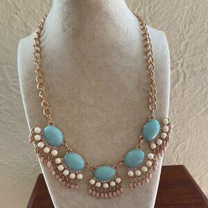 Simply Vera Vera Wang Blue White  Statement Necklace Gold Tone